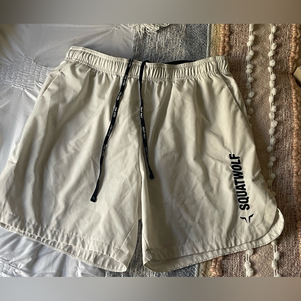 Squat Wolf Shorts Mens Small White True Athletic Fit Gym Running Training